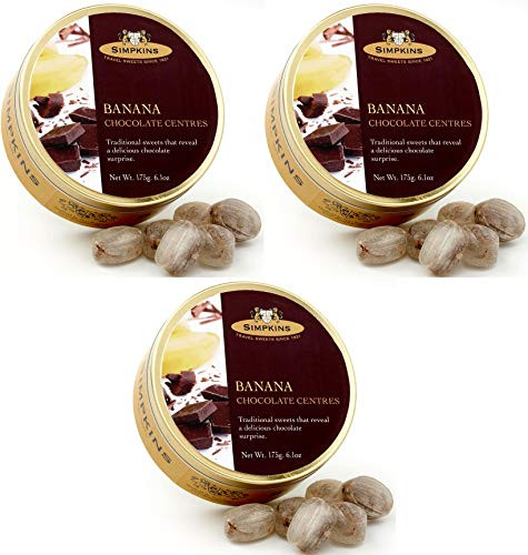 Simpkins Banana Chocolate Centres Travel Sweets x 3 tins