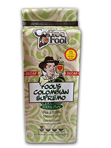 The Coffee Fool Fool s Decaf Swiss Water Colombian Supremo  Drip Grind  12 Ounce