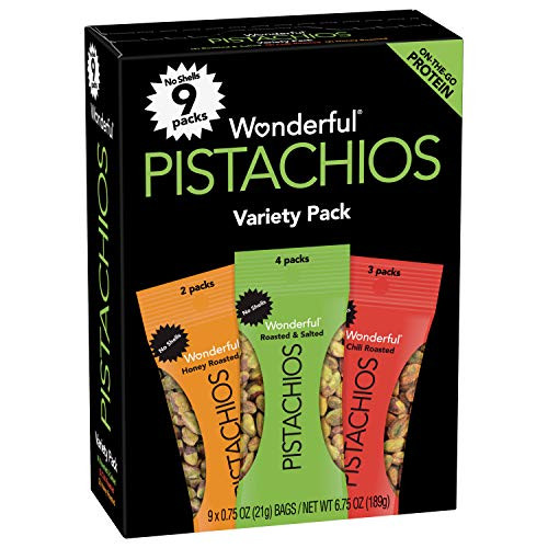 Wonderful Pistachios No Shells 0-75 Ounce Variety Pack 9 Count Wonderful Pistachios No Shells 0-75 Ounce Variety Pack 9 Count