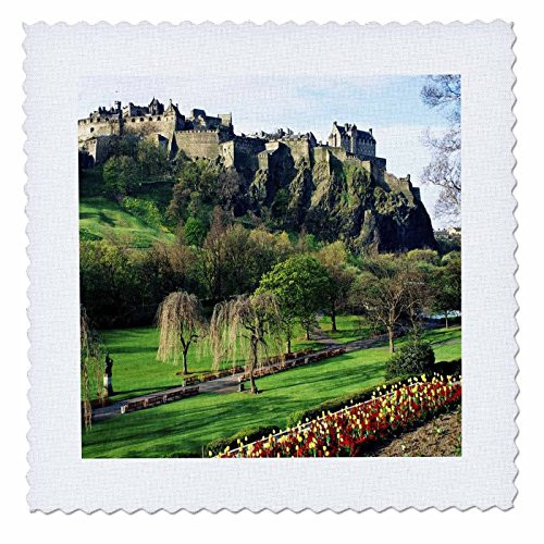 3dRose qs_54126_10 Castle in Edinburgh Scotland Quilt Square, 25 by 25"