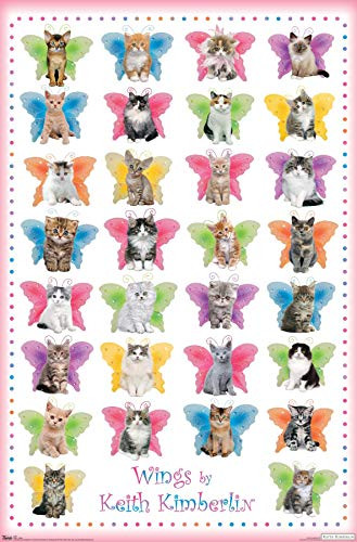 Trends International Keith Kimberlin - Kittens with Butterfly Wings Wall Poster  14-725  x 22-375   Premium Unframed