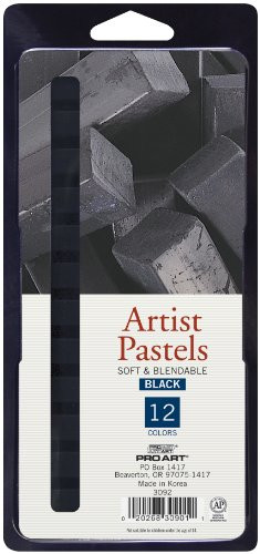 PRO ART Square Artist Pastel Set  12 Black Colors