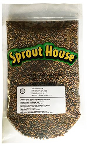 The Sprout House Veggie Queen Salad Mix Certified Organic Non-gmo Sprouting Seeds - Red Clover  Red Lentil  French Lentil  Daikon Radish  Fenugreek 1 Pound