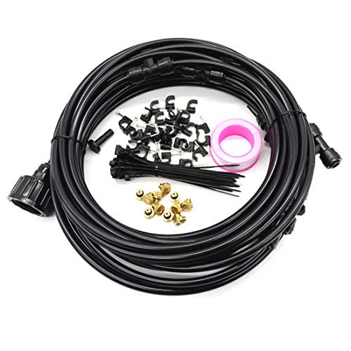 Blupure Outdoor Misting System  30Ft Mist Cooling System  Brass Misting Nozzle Fan System Line Kit  Mister for Patio  Irrigation  Garden  Home  Lawn  Greenhouse  Trampoline