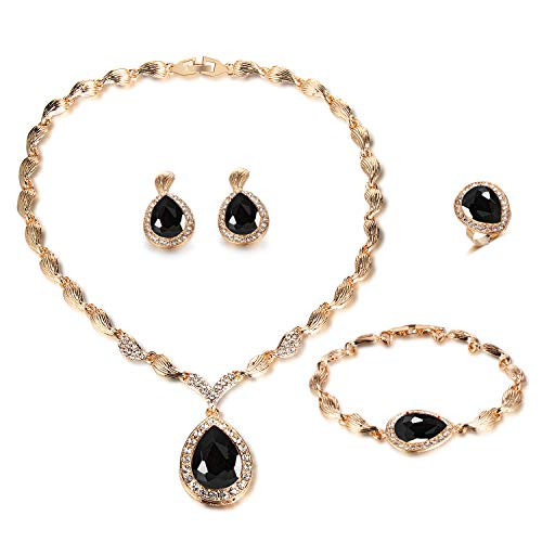 Black Jewelry Sets for Women Teardrop Crystal Rhinestone Statement Necklace Earring Set Bridal Halloween Jewelry Accessories Black Jewelry Sets for Women Teardrop Crystal Rhinestone Statement Necklace Earring Set Bridal Halloween Jewelry Accessories