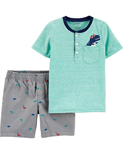 Carter s Baby Boys  2-Piece Short Sleeve Tee and Shorts Set Green Dinosaur  12 Months
