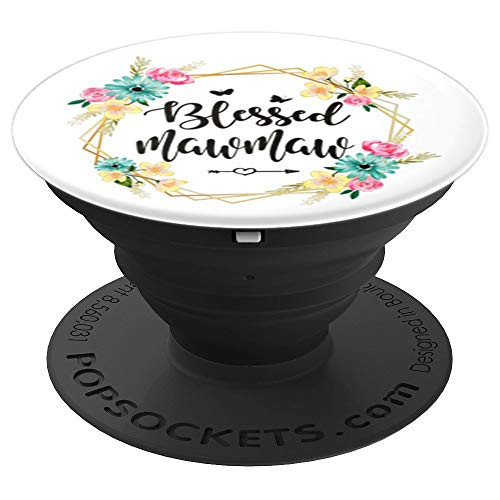 Womens Blessed Mawmaw Cute Flower Mawmaw Gift PopSockets Grip and Stand for Phones and Tablets