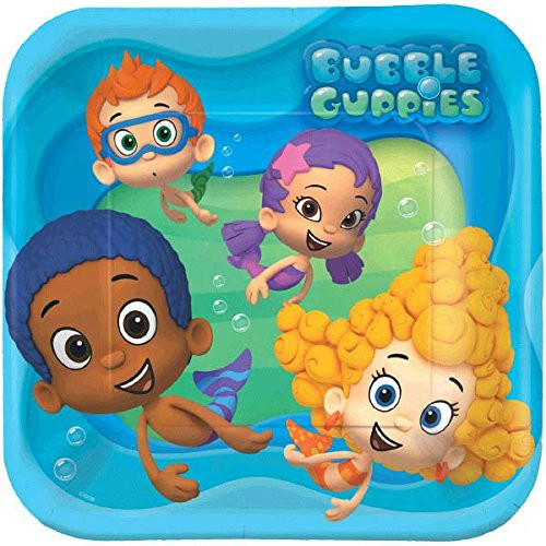 Bubbly-rrific Bubble Guppies Square Birthday Party Paper Plates Disposable Tableware and Dishware, 9", Pack of 8.