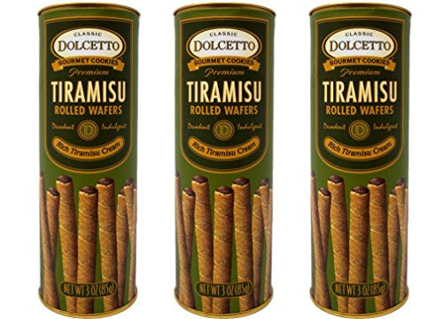 Dolcetto Premium Cream Filled Rolled Wafers Gourmet Tiramisu Cookies - Pack of 3 3 Ounces Dolcetto Premium Cream Filled Rolled Wafers Gourmet Tiramisu Cookies - Pack of 3 3 Ounces