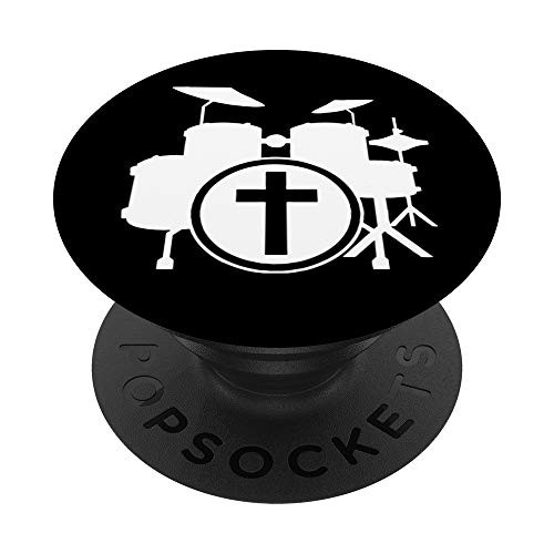 Christian Drum Kit Cross  Graphic Drumming Musician Novelty PopSockets PopGrip  Swappable Grip for Phones   Tablets