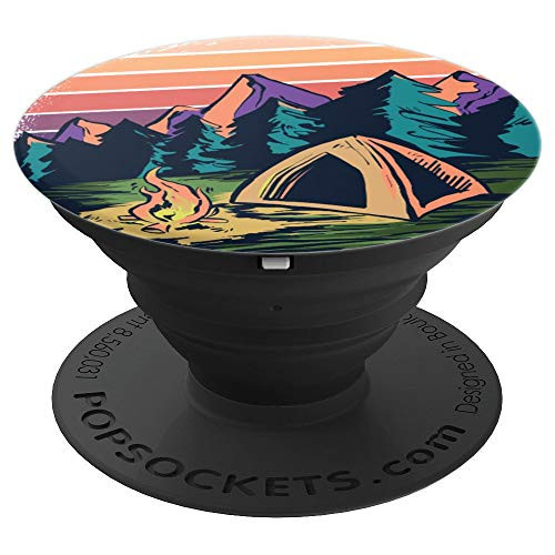 Vintage Sunset Camping Mountain Scene Design PopSockets Grip and Stand for Phones and Tablets