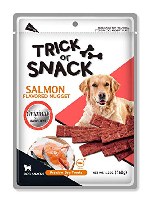 Trick or Snack Dog Treats - Natural Smoked Delicious Soft Tender Nutritious Healthy Beef Chicken Salmon Chews Jerky Snacks 12 Flavors Salmon Original