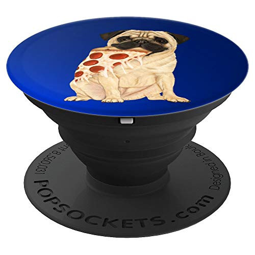 Pug eating pizza - dog with a slice of pizza PopSockets Grip and Stand for Phones and Tablets Pug eating pizza - dog with a slice of pizza PopSockets Grip and Stand for Phones and Tablets