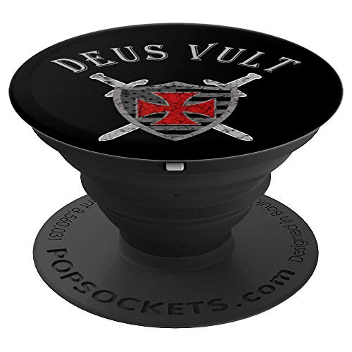 Deus Vult Knights Templar Crusader Cross 1095 Black Gift PopSockets Grip and Stand for Phones and Tablets