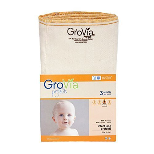 GroVia Reusable Organic Cotton Prefold Baby Cloth Diaper Size 3