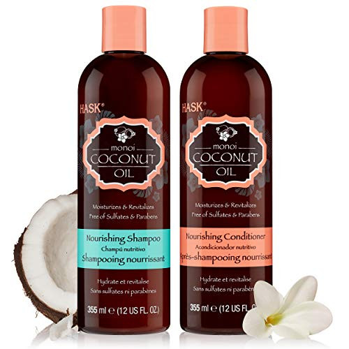 HASK COCONUT MONOI Shampoo and Conditioner Set Nourishing - Color safe gluten-free sulfate-free paraben-free - 1 Shampoo and 1 Conditioner HASK COCONUT MONOI Shampoo and Conditioner Set Nourishing - Color safe gluten-free sulfate-free paraben-free - 1 Shampoo and 1 Conditioner