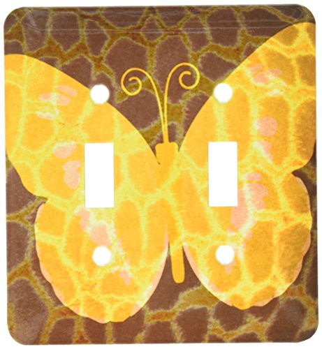 3dRose LLC lsp_51320_2 Yellow and Orange Giraffe Print Butterfly, Nature Art, Double Toggle Switch