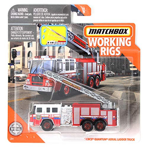 Matchbox Working Rigs MBX FD Pierce Quantum Aerial Ladder Truck  Red   White Fire Truck
