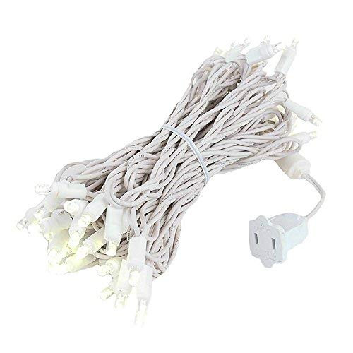 Novelty Lights 50 Light LED Christmas Mini Light Set  Outdoor Lighting Wedding Patio String Lights  Warm White  White Wire  25 Feet