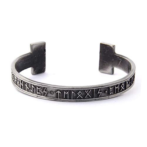 HAQUIL Viking Jewelry Metal Alloy Runes Cuff Bracelet for Men and Women HAQUIL Viking Jewelry Metal Alloy Runes Cuff Bracelet for Men and Women