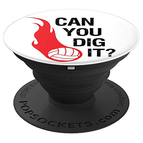 Volleyball Funny Quote Saying Can you Dig It White Red Gift PopSockets Grip and Stand for Phones and Tablets