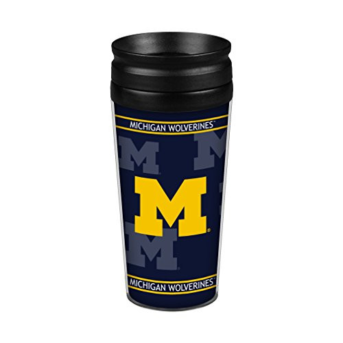 Boelter Brands NCAA Michigan Wolverines Full Wrap Travel Tumbler  14-Ounce  Blue