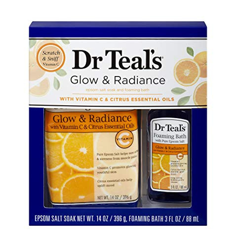 Dr Teal s Glow   Radiance with Vitamin C   Citrus Epsom Salt Soaking Solution and Foaming Bath Gift Set