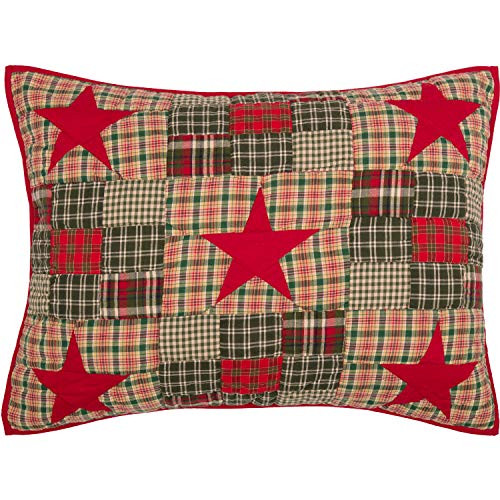 VHC Brands Forreston Ninepatch Standard 21x27 Sham  Red