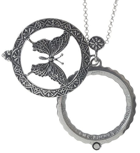 Artisan Owl Butterfly 4X Magnifier Magnifying Glass Sliding Top Magnet Pendant Necklace  30