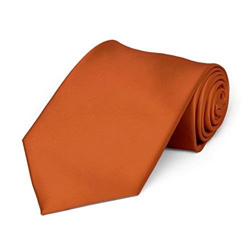 TieMart Boys  Burnt Orange Premium Solid Color Tie