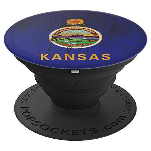 Kansas Flag KS Grunge PopSockets Grip and Stand for Phones and Tablets