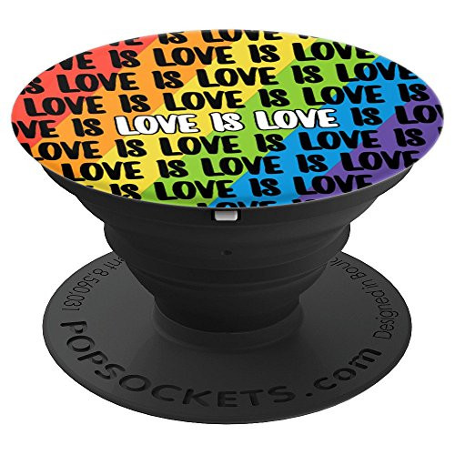 Love Is Love LGBT Gay Pride Rainbow Colors Flag PopSockets Grip and Stand for Phones and Tablets