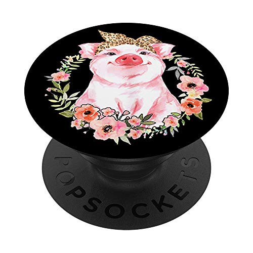 Pig Bandana Floral Cute Pig Lover Gift Idea PopSockets PopGrip  Swappable Grip for Phones   Tablets
