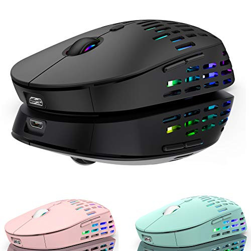 LED Bluetooth Mouse for Mac iPad Pro MacBook Pro MacBoo Air Chromebook Laptop Windows HP XP Wireless Mouse for MacBook pro MacBook Air LED Bluetooth Mouse Black