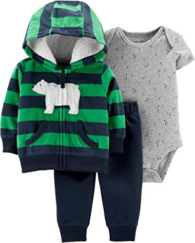 Carter s Baby Boys 3 Piece Little Jacket Set Polar Bear Newborn Navy-Green