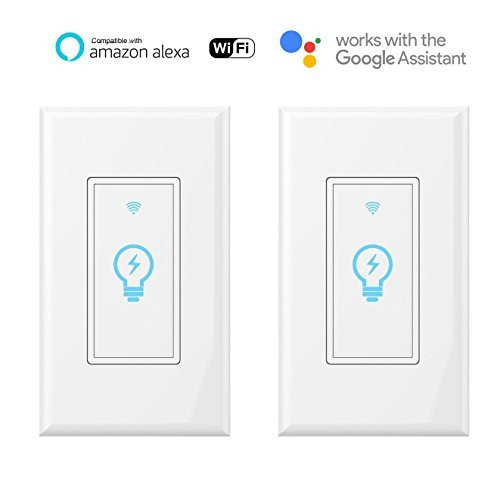 Smart Light Switch, Wi-Fi Wall Touch Remote Control, Requires Neutral Wire, Compatible with Alexa and Google Assistant, Control Your Fixtures From Anywhere, No Hub Required, molop (2pack)