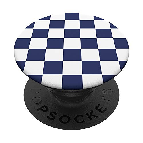 Checkered Navy Blue And White Checkerboard Pattern Design Zx PopSockets PopGrip  Swappable Grip for Phones   Tablets