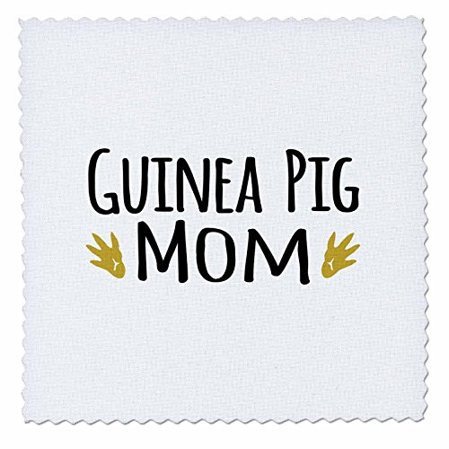 3dRose qs_154048_10 Guinea Pig Mom For Pet Owners Cavy Rodent Family Pets with Brown Paw Prints Footprints Quilt Square, 25 by 25"