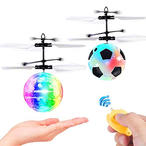 2 Pack Flying Ball Toys Drones  RC Flying Toy for Kids Boys Girls Gifts Hand Controlled Helicopter Infrared Induction Flying Light Up Ball with 2 Remote Controller for Indoor Outdoor Games