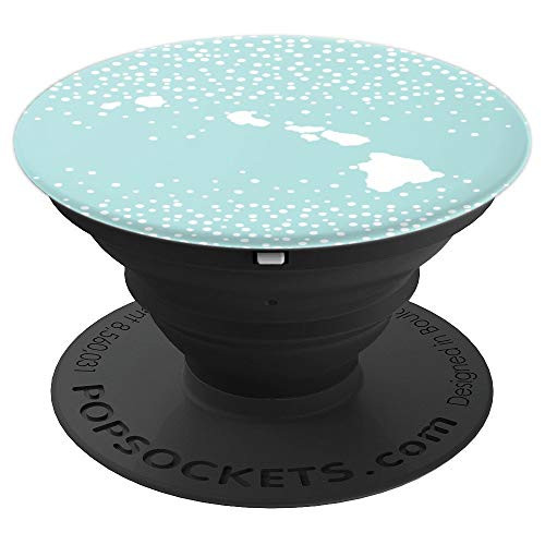 Cute Home State Hawaii Map Silhouette - Mint Polka Dot PopSockets Grip and Stand for Phones and Tablets