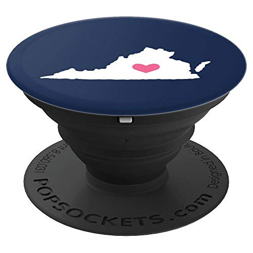 Virginia Heart - Cute Pink   Navy Home State Map PopSockets Grip and Stand for Phones and Tablets