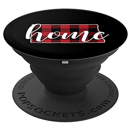 North Dakota Home State - Cute Rustic Red Buffalo Plaid PopSockets Grip and Stand for Phones and Tablets