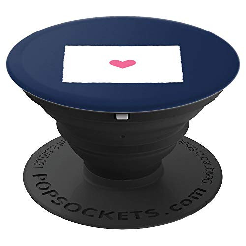 Colorado Heart - Cute Pink   Navy Home State Map PopSockets Grip and Stand for Phones and Tablets
