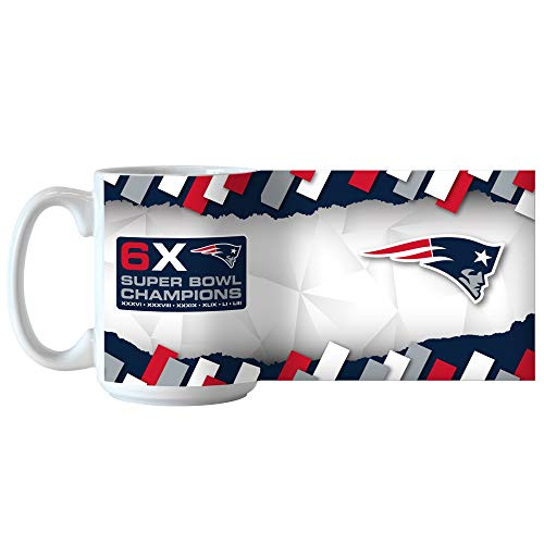 New England Patriots 6 Time Super Bowl Champions Sublimated 15 Ounce Coffee Mug