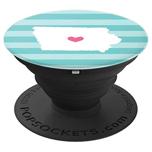 Iowa Heart - Cute Pink Aqua Home State Map PopSockets Grip and Stand for Phones and Tablets Iowa Heart - Cute Pink Aqua Home State Map PopSockets Grip and Stand for Phones and Tablets