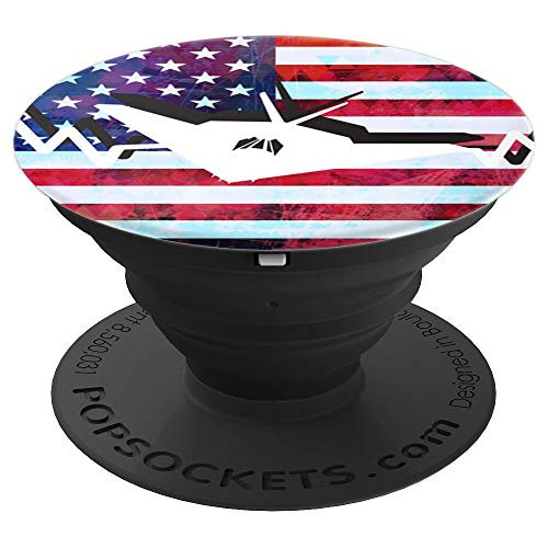Cool Fighter Jet For Pilots Air Force Aviation on US Flag PopSockets Grip and Stand for Phones and Tablets