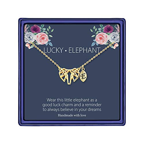 MONOOC Lucky Elephant Pendant Necklace 14K Gold Plated Elephant Geometric Necklace Elephant Leaf Initial Necklace E Letter Leaf Necklace Elephant Jewelry for Women MONOOC Lucky Elephant Pendant Necklace 14K Gold Plated Elephant Geometric Necklace Elephant Leaf Initial Necklace E Letter Leaf Necklace Elephant Jewelry for Women