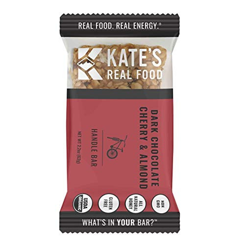 Kates Real Food Granola Bars 6 Pack   Clean Energy  Certified Organic  Gluten Free  Non GMO   All Natural Delicious Health Snack Dark Chocolate Cherry   Almond