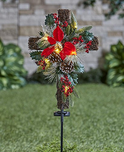 The Lakeside Collection Solar Lighted Christmas Cross Stake - Stake