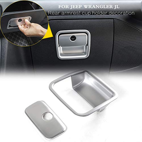RT-TCZ Co-Pilot Storage Box Handle Cover Trims Decor Frame for Jeep Wrangler 2018 JL Silver